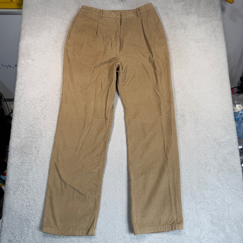 Vintage Y2K Eddie Bauer Chino Corduroy Pants Women 12 Tan Pleated Straight NWT